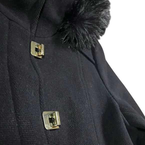 Calvin Klein Faux Fur Trim Wool Jacket - L - Picture 4 of 6